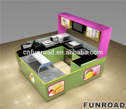 Fast Food Kiosk with Glass Display Cabinet for Shopping Mall