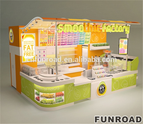 Retail Glass Ice Cream Kiosk with Lighting for Shopping Mall Display