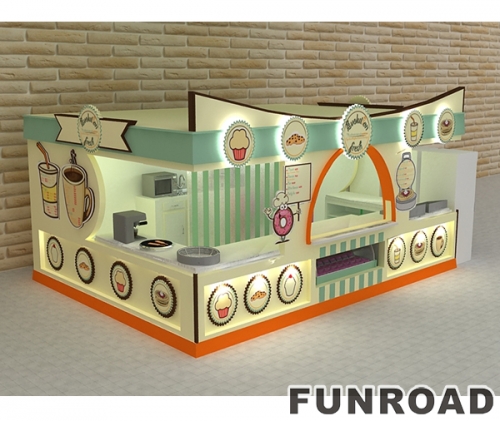Retail Glass Food & Beverage Kiosk for Shopping Mall Display