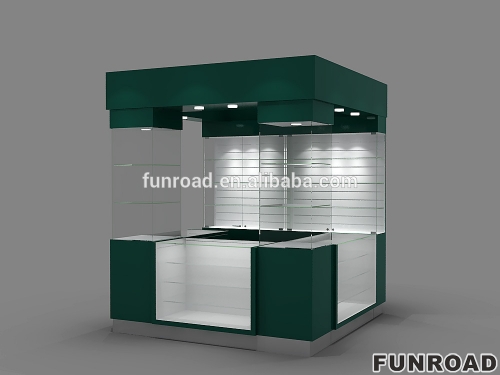 Retail Customized Wooden Glass Cell Phone Showcase Kiosk | Funroadisplay