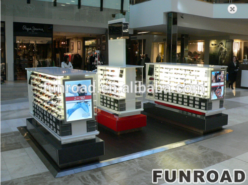 Customized Wooden Optical Display Counter for Brand Sunglasses Store Decor