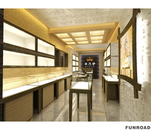 Golden Customized Display Showcase for Jewelry Store Furniture