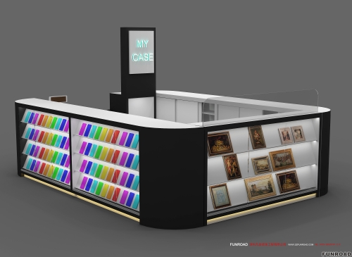 LED glass mall kiosk for cell phone showcase display