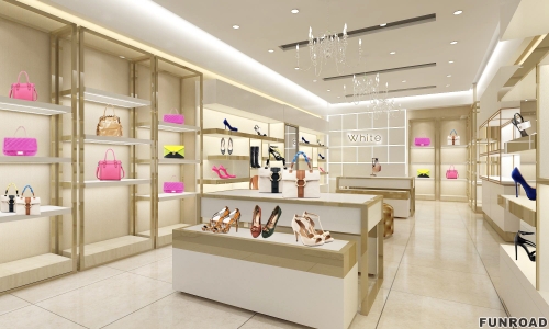 Bespoke woman hand bag cabinet shoes counter high-heeled shoes display 