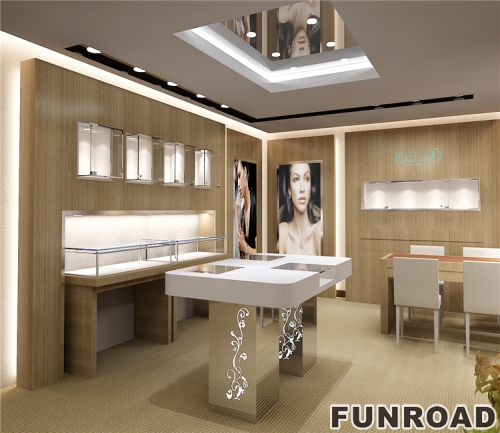 Jewelry Display Showcase with MDF Board and Iron Frame Material