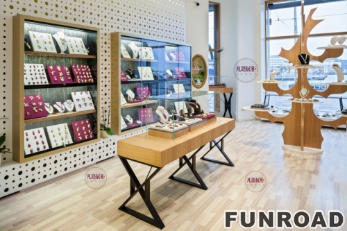 Modern Wooden Jewelry Showcase for Souvenir Shop