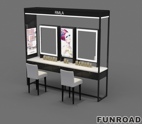 Modern Cosmetic Shop Wooden Display Shelves and Makeup Counter Design for Sale
