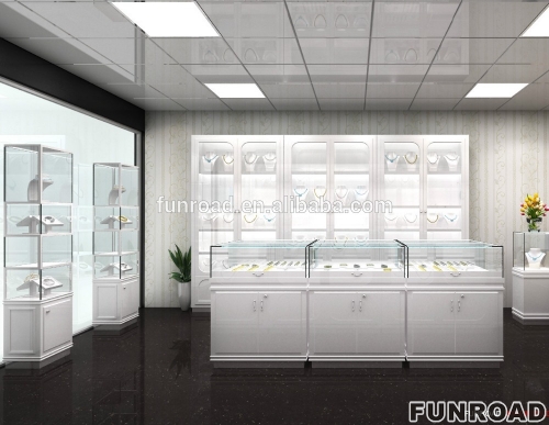 Factory customized jewellery shop showcase design and glass jewelry display cabinet 