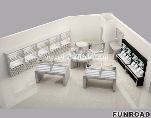 Factory Customized Modern Jewelry Shop Interior Design with Glass Vitrine and Cabinet 