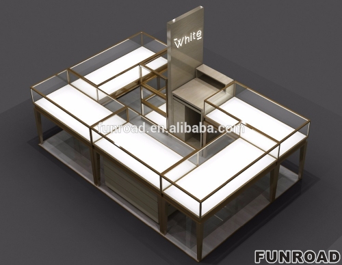 Funroad Customized Mall Jewelry Kiosk with Glass Showcase Design for Middle East Market