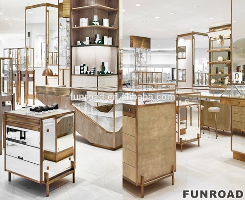 Jewellery Chain Shop Furniture Design with Wooden Display Showcase & Cabinet