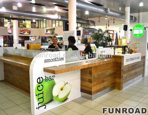 Shopping Mall Custom Wooden Laminate Juice Bar Kiosk For Sale 