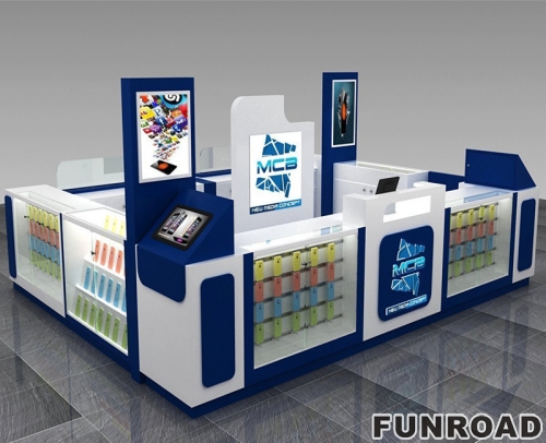 China Factory Cell Phone Accessories Display Kiosk Design