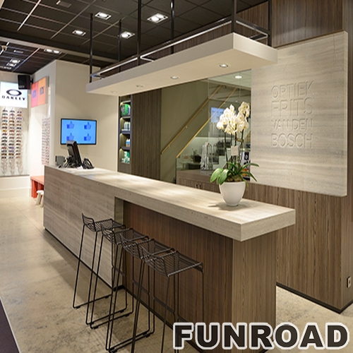 Optical Store Interior Design with Reception Desk and Wall Cabinet