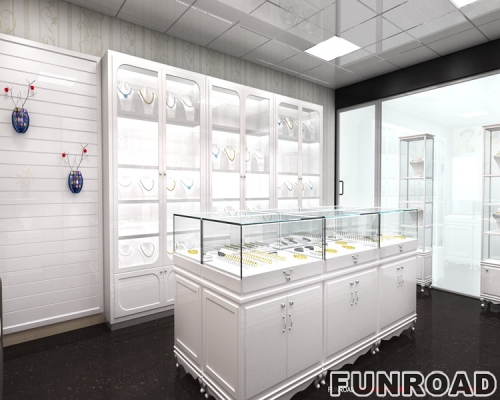 Customized Design Jewelry Display Showcase with Glass Cabinet