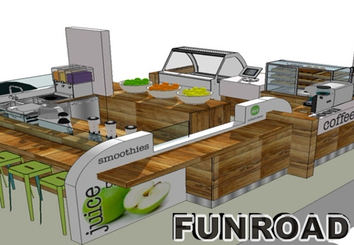 Wooden Food & Beverage Kiosk for Coffee Shop Mall Kiosk On Wheels Design