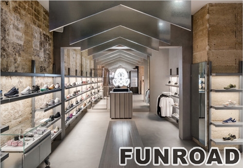 Upscale Shoes Store Design with Metal Display Racks