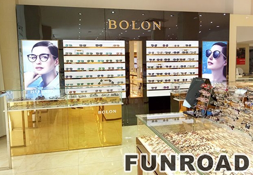 Golden Design Quality Sunglasses Display Showcase for Optical Store