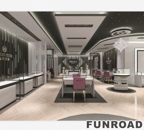 High End Customized Retail Jewelry shop interior showcase design Jewelry Display Counter With Spot Lights 