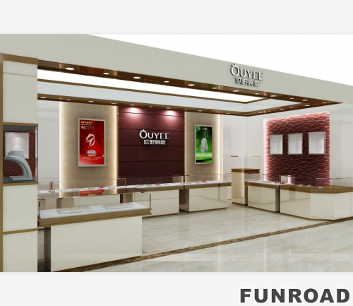 Latest design custom jewellery shop interior furniture decoration with custom jewelry showcase 