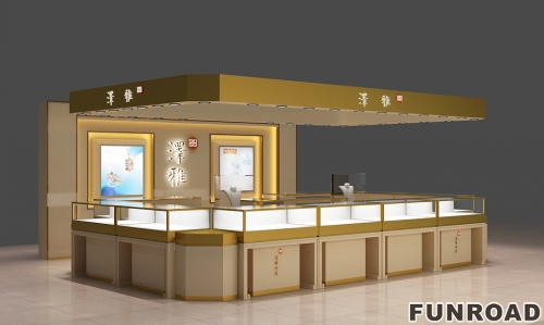 Custom Golden Mall Jewelry Kiosk
