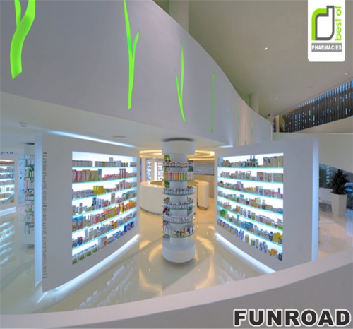Wooden Modern Shop Counter Design for Pharmacy Store Medicine Shop Furniture