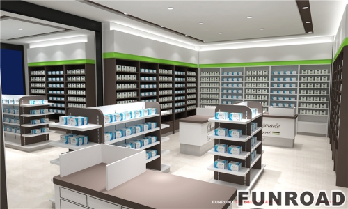 Customized Medical Store Pharmacy Furniture Health Care Pharmacy Shop Interior Design Decor