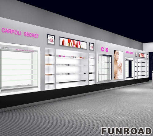 Bespoke cosmetic store display cabinet small custom kiosk for cosmetic brand