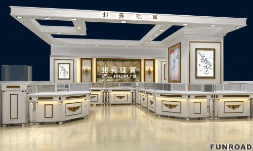 Custom Modern Style Jewelry Display Showcase Kiosk For Shopping Mall