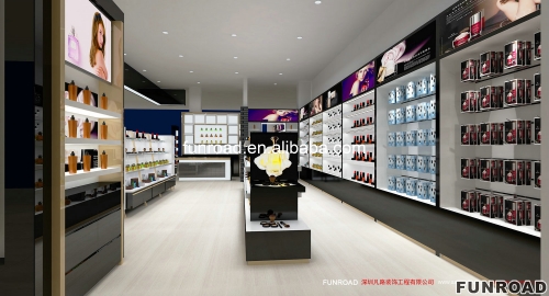 High End Design Cosmetic Store Display Furniture Black Display Shelves For Sale 