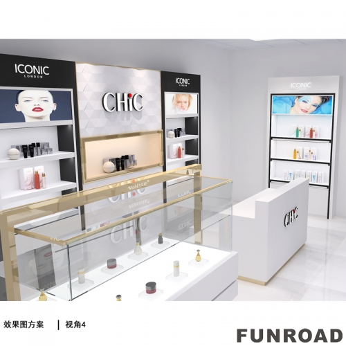 Luxury Brand Cosmetic Interior Display Furniture Retail Makeup Shop Display Cabinets For Sale
