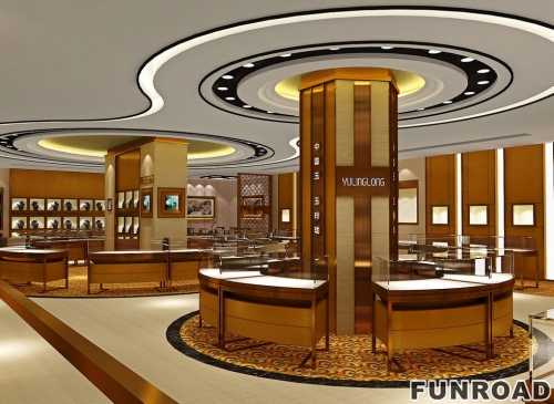 Luxury Jewelry Shop Interior Design Gold Jade Jewelry Display Counter Jewelry Shop Design