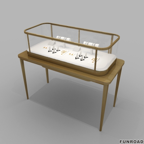 Custom High-End Metal Jewelry Store Display Furniture LED Light Glass for Showcase Varnish Surface Treatment Direct Factory