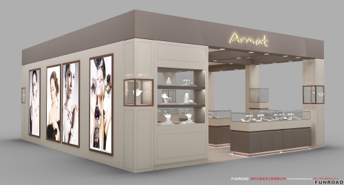 Custom Retail Jewelry Kiosk Showcase Commercial Luxury Glass Design for Necklace Earring Ring Silver LED Lighting for Mall Use