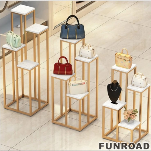 European Gold Apparels LED Lighting Shoe Bag Garment Display Rack Stand Lightweight Mall Use Nesting Rack Bag Stands