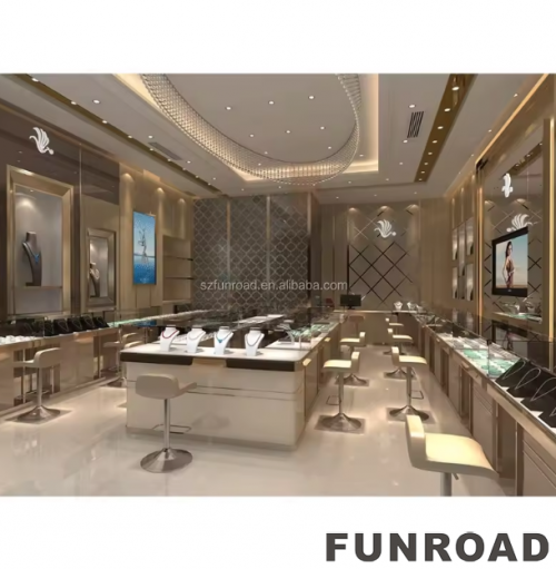 Funroad Jewelry showcase Small Cabinet Mdf Jewelry Shop Counter Design Jeweliery Store Cabinet