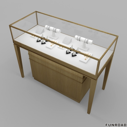 Custom Modern High-End Luxury Gold Jewelry Store Furniture Stainless Steel Design LED Lighting for Showroom Jewelry Showcase