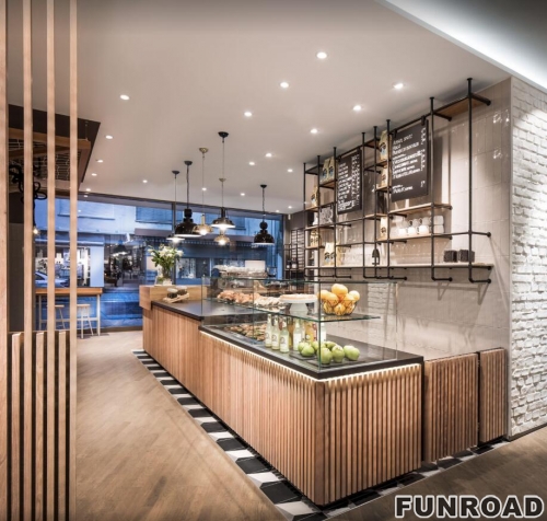 Customized Modern LED Coffee Bar Counter Design Luxury Style Wood Furniture for Coffee Shop for Mall Display