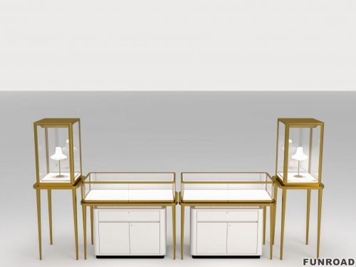 ODM Designer Luxury Jewelry Showcase Display Cabinet with LED Light Customizable Store Kiosk and Showroom Cabinet