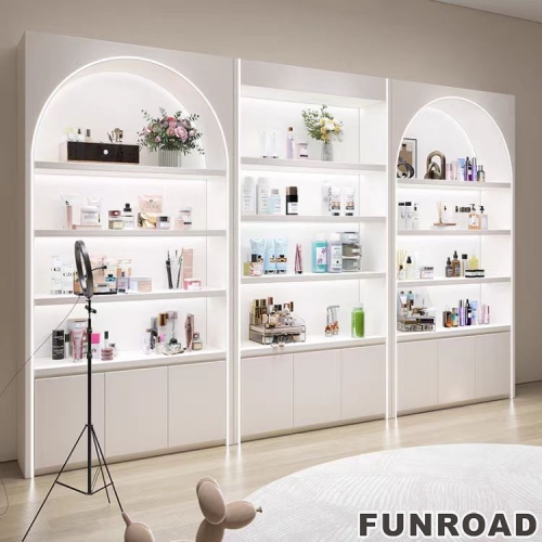 LED Light Nail Makeup Display Cabinet for Cosmetics Varnished Skin Care Products Beauty Salon Display