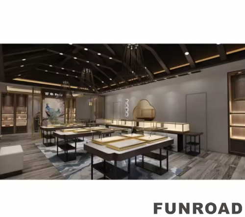 Funroad 2026 New Design Cosmetic Led Marble Jewellery Counter Top Displays Glass Cabinet Used Jewelry Display showcase