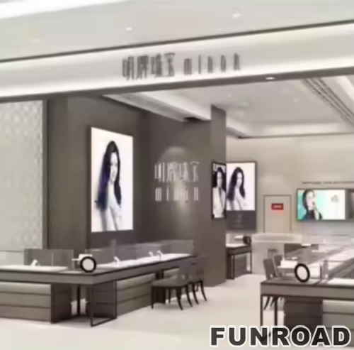 Luxury MDF Glass Jewelry Showcase Custom Shop Interior Display Cabinet