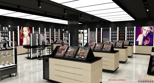 Fashionable Makeup Glass Cosmetic Display Counter Professional Metal MDF Store Cabinet Furniture Stylish Showcase for Cosmetic