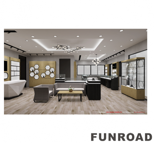 Modern Glass Jewelry Retail Display Cabinet with LED Lighting for Shop Renovation and Wall Display Stand for Jewelry Store