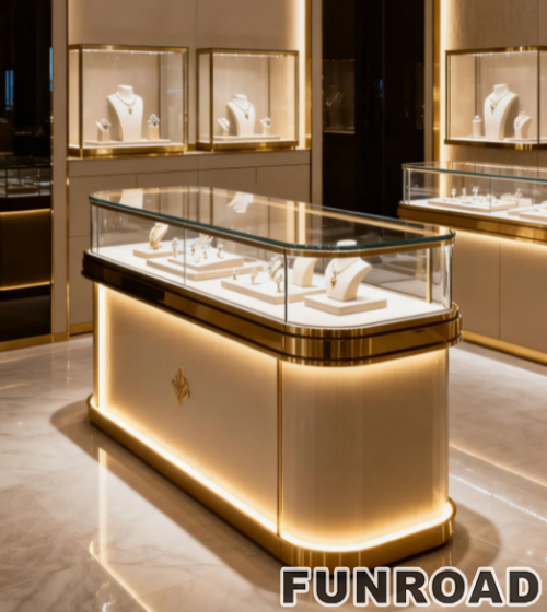 Luxury Aluminum LED Strip Lighted Eco-Friendly High Quality Easy-Clean Rectangular Display Stand for Mall Retail Use