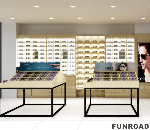 LED Sunglasses Shelf Display Stand Wall-Mounted Floor-Standing Glasses Showcase Cabinet Modern Style Rack for Optics Display