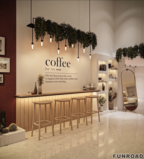 Custom Commercial Restaurant Table with LED Lighting for Coffee Shop Bar Counter & Cashier Stand for Cafe Display & Mall Use