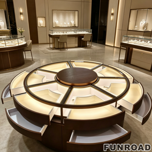 Jewelry Store Showcase Furniture Pedestal Glass Display Case for Jewelry