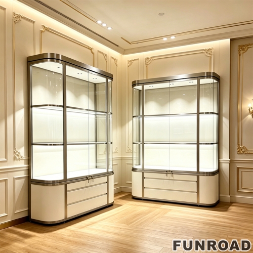 Jewelry Store Showcase Furniture Pedestal Glass Display Case for Jewelry
