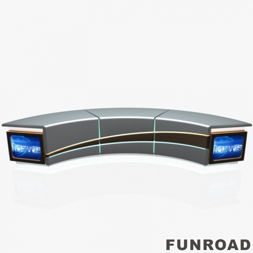 Modern Design Customized TV News Desk LED Lighting Broadcast Table with Platform TV Studio Furniture